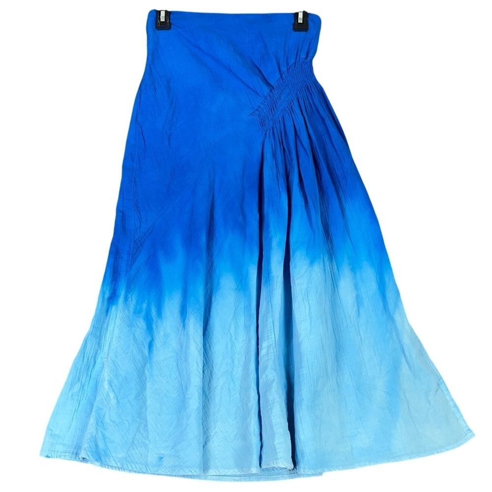 Atelier Delphine Strapless Organic Cotton‎ Smocked Dress Boho Flowy Crinkled